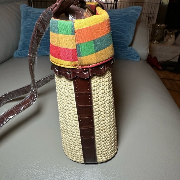 Brand New Brighton Straw w/ Faux Leather Trim and Straps - Brighton Logo Front - Picture 6 of 9